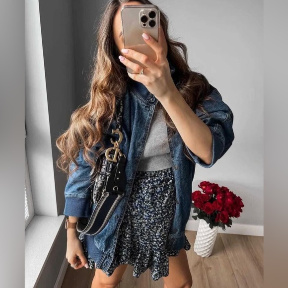 Zara Denim Blue Bomber Jacket 1213/050/050 - Picture 3 of 5